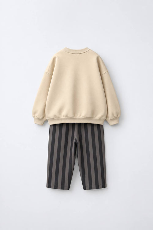 Bear Stripe Set – Beige | 2-delig