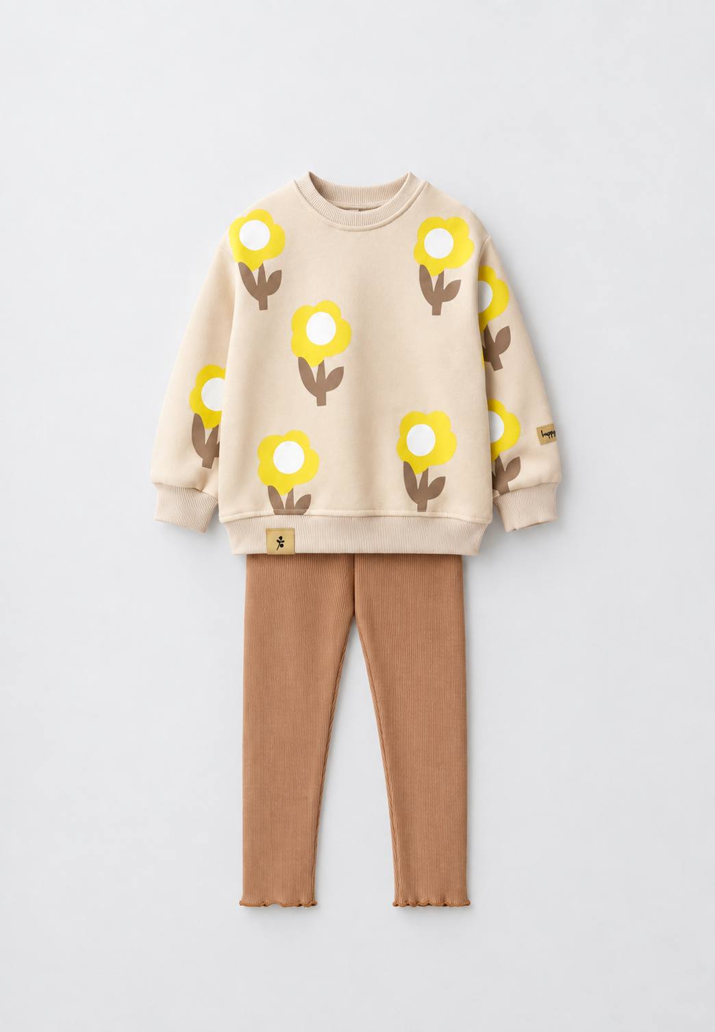 Flower Cotton Set – Beige | 100% Katoen