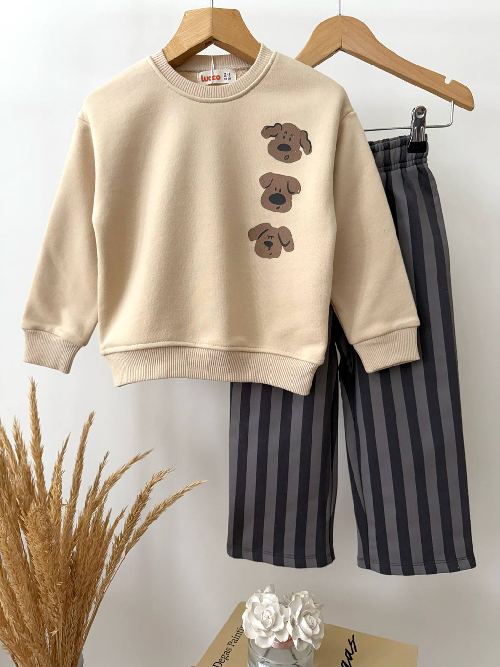 Bear Stripe Set – Beige | 2-delig