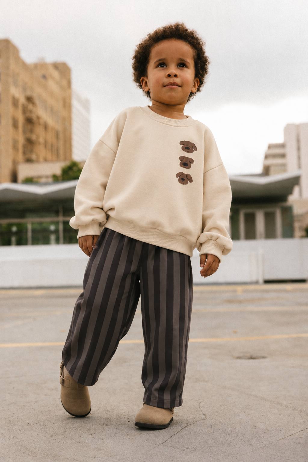 Bear Stripe Set – Beige | 2-delig