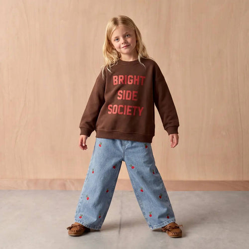 Bright Side Cherry Denim Set – Bruin | 2-delig