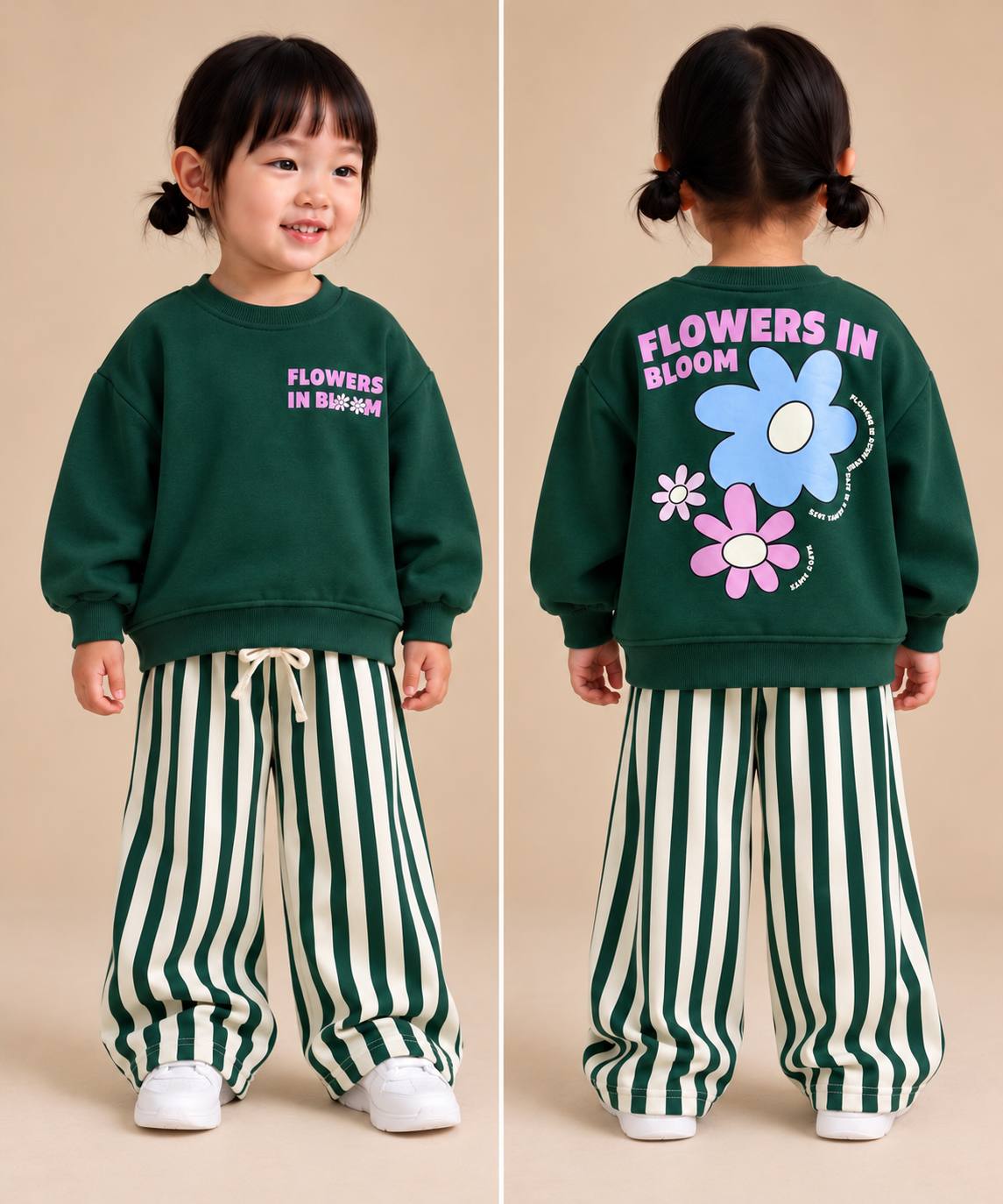 Flowers in Bloom 2-delige kinderset – Groen