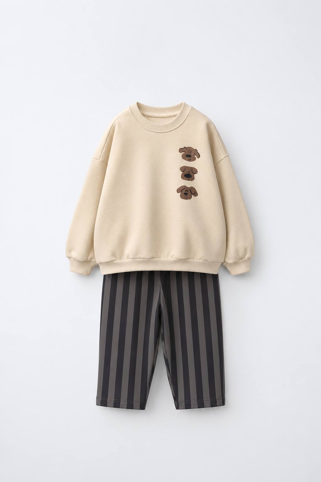 Bear Stripe Set – Beige | 2-delig