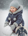 Luxe handgemaakte Lammy coat blauw/grijs
