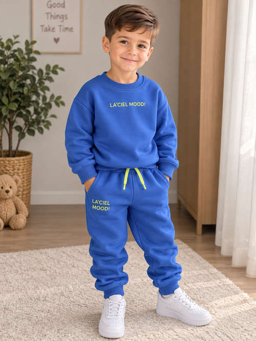 100% Katoenen Kids Jogging Set – Royal Blue