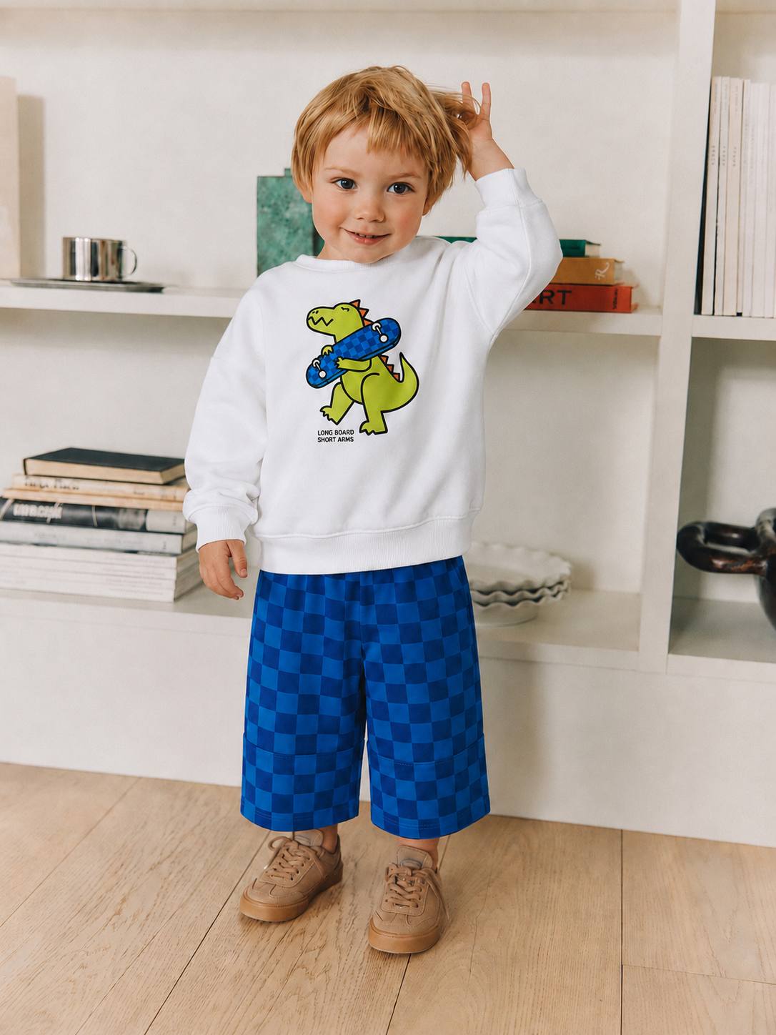 Katoenen Dino Set - Wit & Blauw